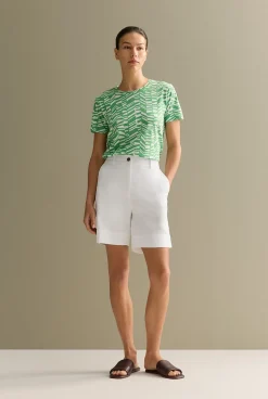 T-shirts & Tops>Trenery Australian Cotton Abstract Geo T-shirt Matcha