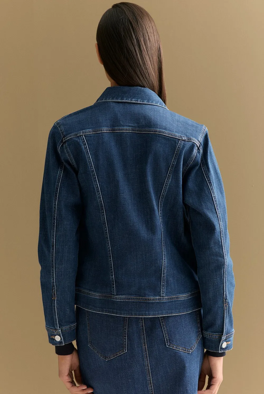 Outerwear|Denim & Jeans>Trenery Australian Cotton Blend Classic Denim Jacket MidBlueDenim