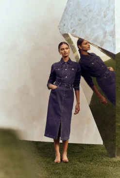 Denim & Jeans|Skirts>Trenery Australian Cotton Blend Classic Denim Skirt MidBlueDenim