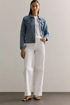 Outerwear|Denim & Jeans>Trenery Australian Cotton Blend Classic Denim Jacket VintageWashDenim