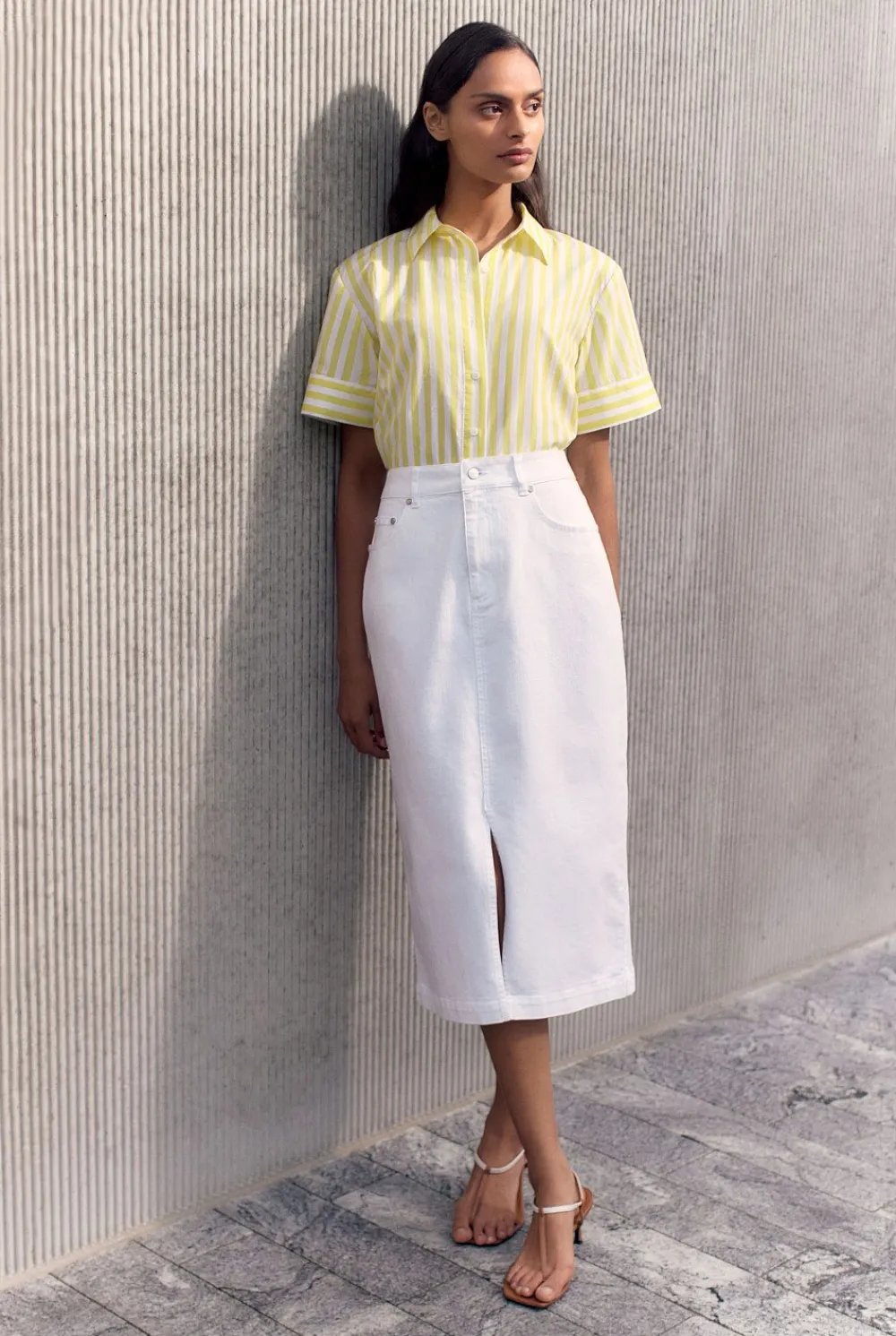 Denim & Jeans|Skirts>Trenery Australian Cotton Blend Classic Denim Skirt White