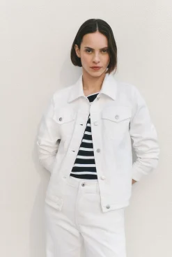 Outerwear|Denim & Jeans>Trenery Australian Cotton Blend Classic Denim Jacket White