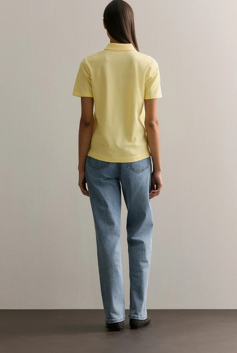 T-shirts & Tops>Trenery Australian Cotton Pique Classic Monogram Polo Yellow