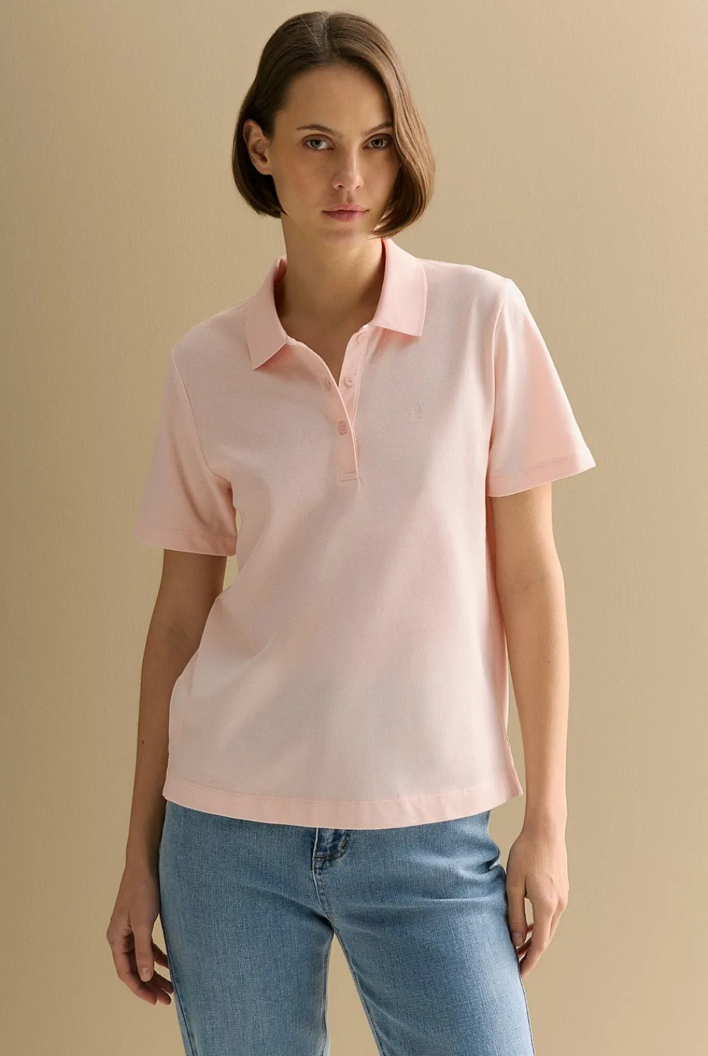 T-shirts & Tops>Trenery Australian Cotton Pique Classic Monogram Polo PinkSalt