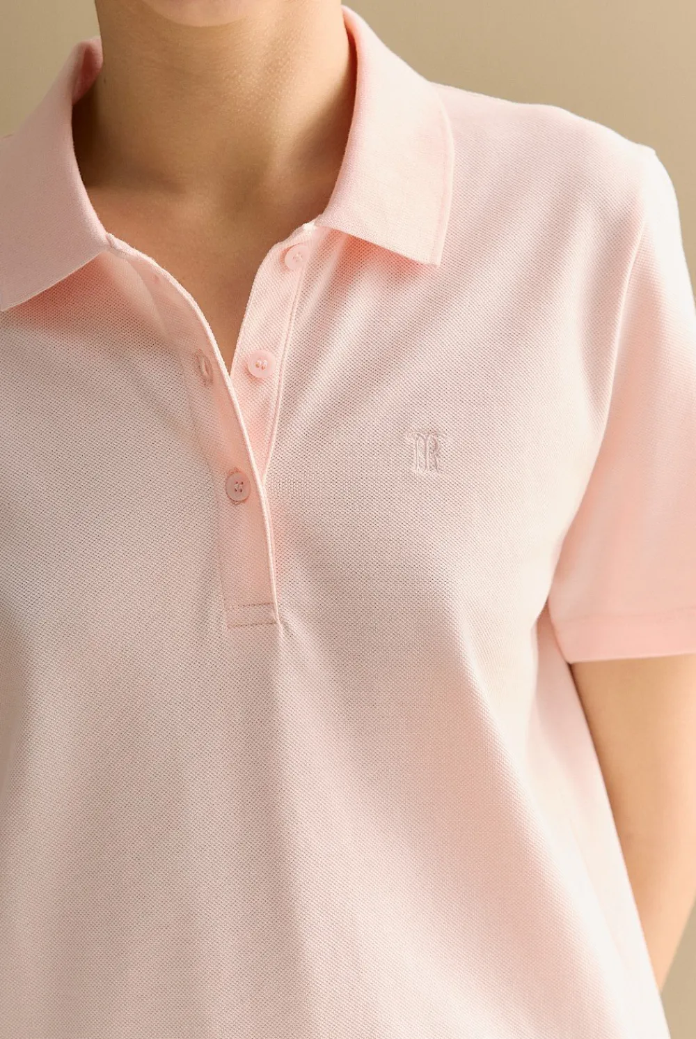 T-shirts & Tops>Trenery Australian Cotton Pique Classic Monogram Polo PinkSalt