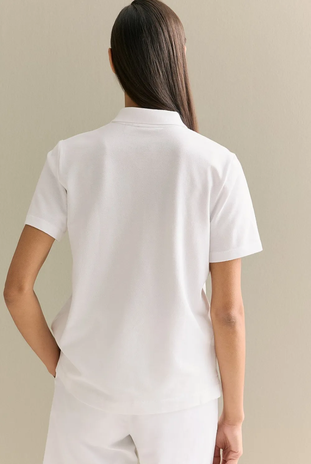 T-shirts & Tops>Trenery Australian Cotton Pique Classic Monogram Polo White
