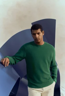 Knitwear>Trenery Australian Cotton Textured Knit Crew RacingGreen
