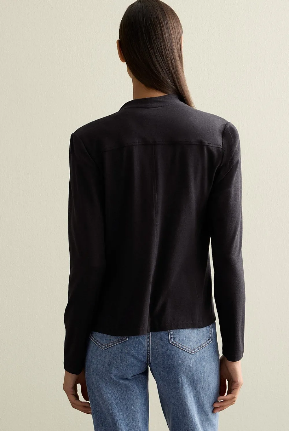 Cardigans|Outerwear>Trenery Bamboo Viscose Jacket Black