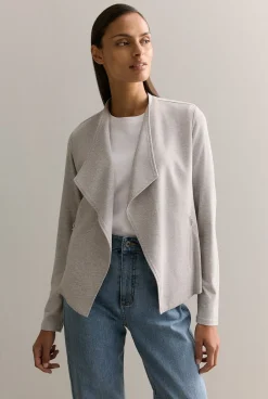 Cardigans|Outerwear>Trenery Bamboo Viscose Marle Jacket LightGreyMarle