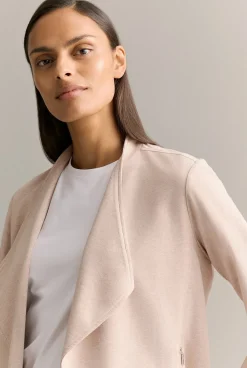 Cardigans|Outerwear>Trenery Bamboo Viscose Marle Jacket OatmealMarle