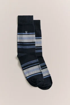 Socks>Trenery Bold Stripe Crew Sock Navy