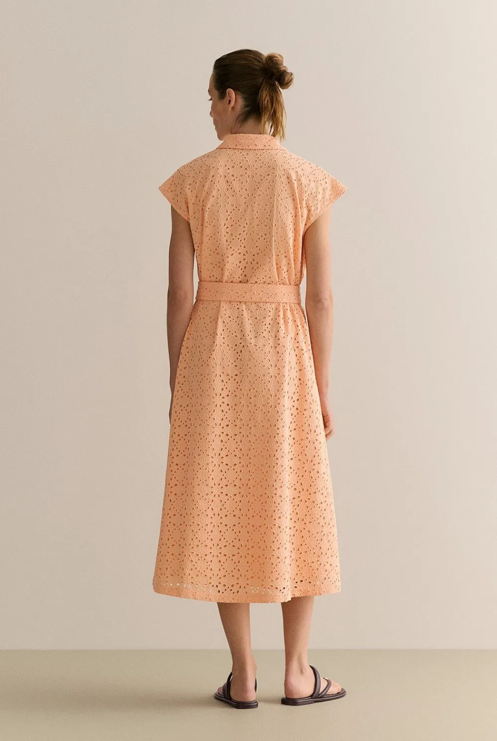 Dresses>Trenery Broderie Anglaise Cap Sleeve Dress PaleApricot