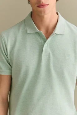 Polo Shirts|Polo Shirts>Trenery Classic Pique Marle Monogram Polo ArcticBlue