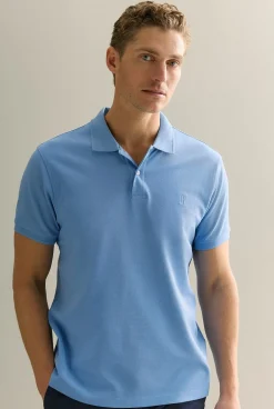 T-shirts|Polo Shirts>Trenery Classic Pique Monogram Polo LightBlue