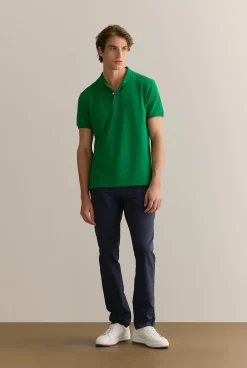 Polo Shirts>Trenery Classic Pique Monogram Polo BilliardGreen