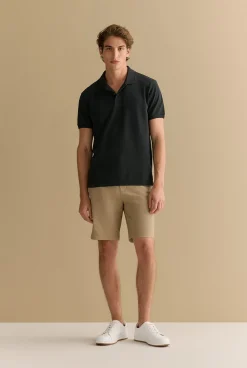 T-shirts|Polo Shirts>Trenery Classic Pique Monogram Polo Black