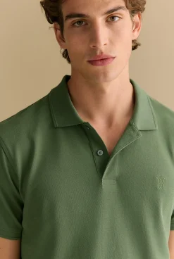 T-shirts|Polo Shirts>Trenery Classic Pique Monogram Polo Ivy