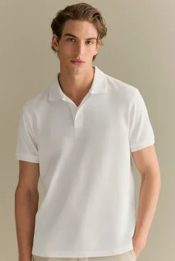 T-shirts|Polo Shirts>Trenery Classic Pique Monogram Polo White