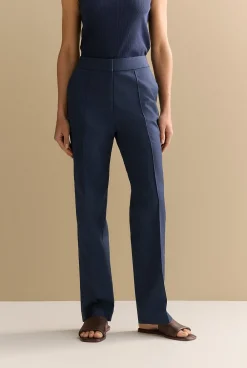 Occasion Dresses & Outfits>Trenery Cotton Double Cloth Tailored Pant Navy