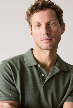 T-shirts|Polo Shirts>Trenery Cotton Pique Marle Polo DarkGreen