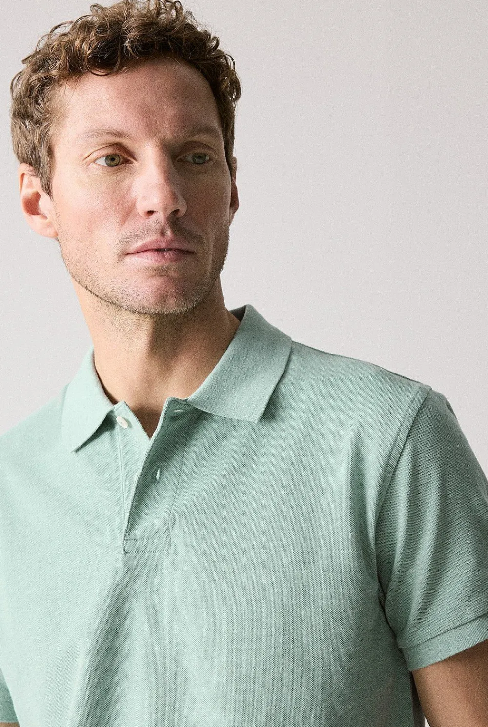 T-shirts|Polo Shirts>Trenery Cotton Pique Marle Polo Jade
