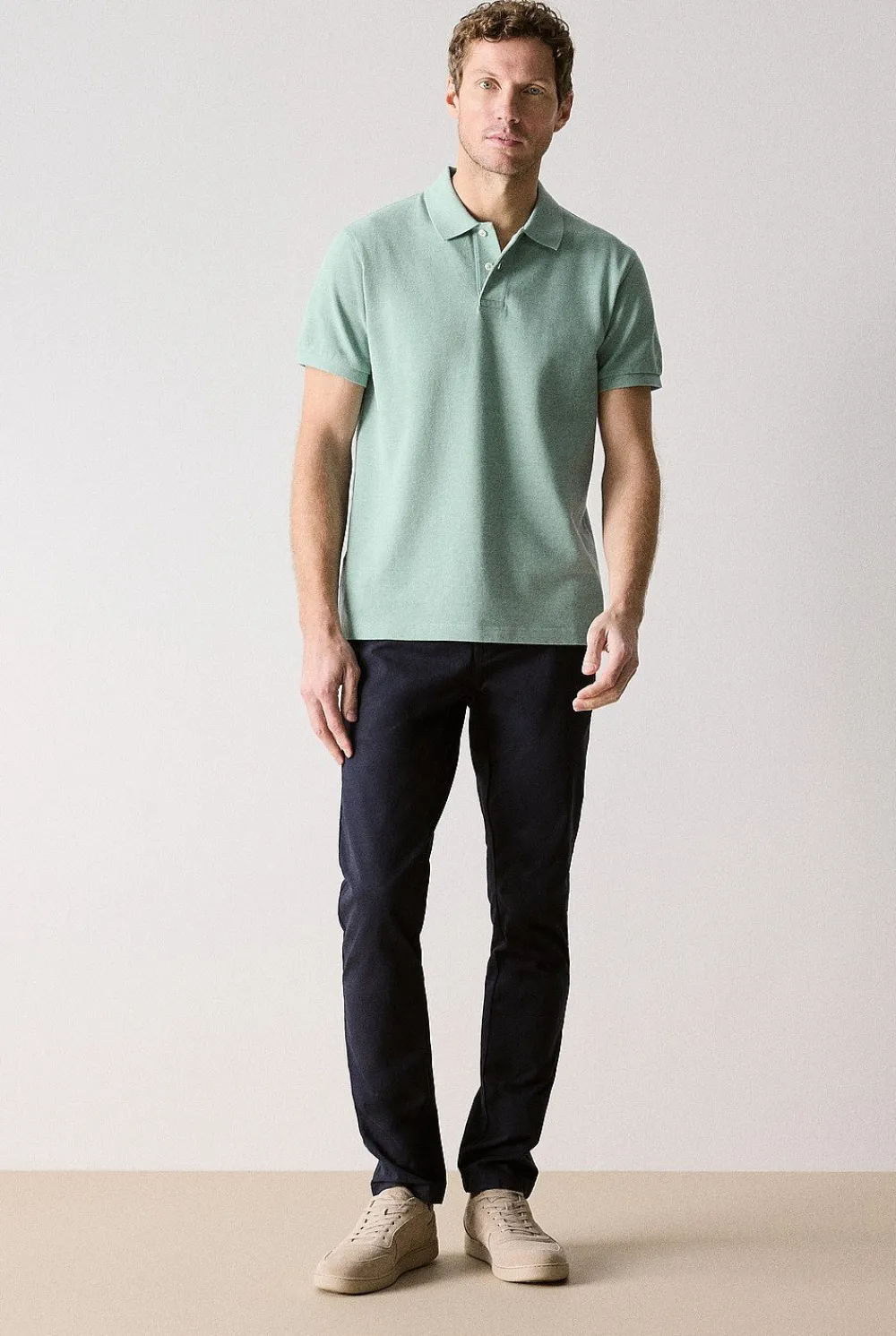 T-shirts|Polo Shirts>Trenery Cotton Pique Marle Polo Jade
