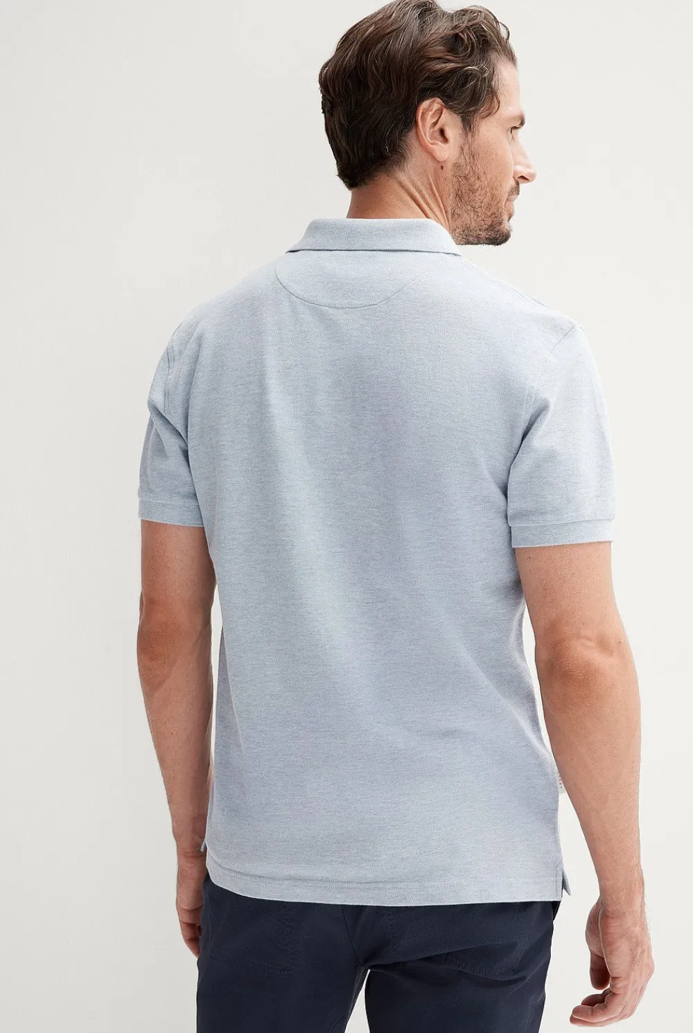T-shirts|Polo Shirts>Trenery Cotton Pique Marle Polo WashedBlue