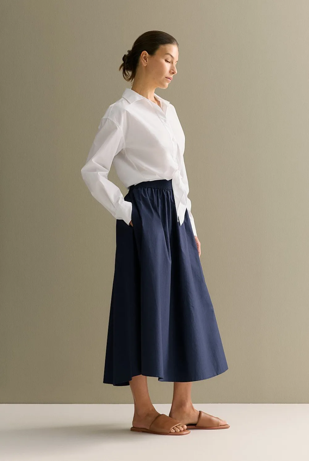 Shirts>Trenery Cotton Poplin Tie Front Shirt White