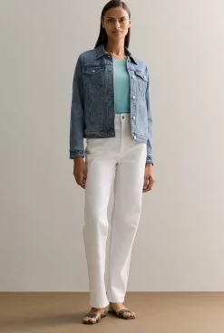 T-shirts & Tops>Trenery Cotton Silk Relaxed T-Shirt Seafoam