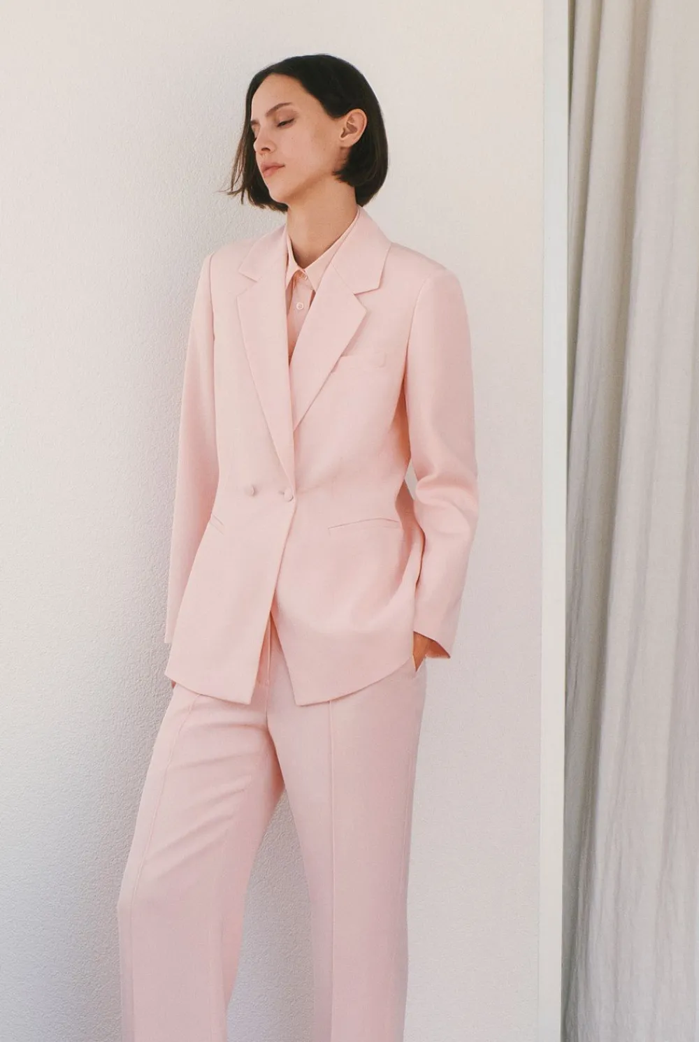 Outerwear>Trenery Crepe Double Breasted Blazer PinkSalt