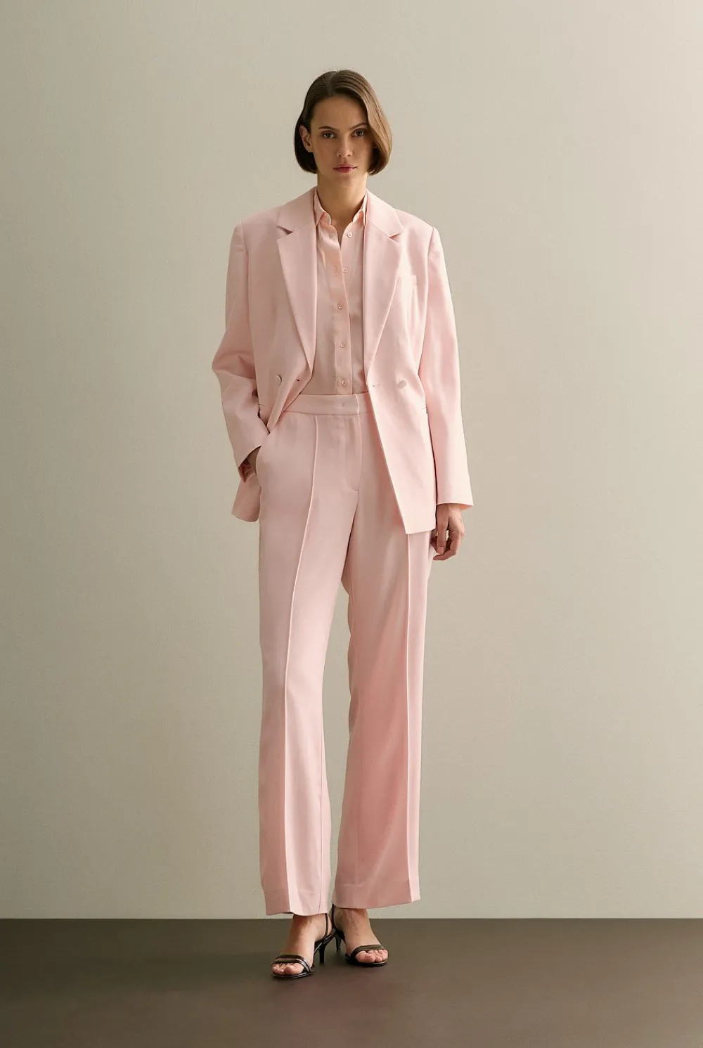Outerwear>Trenery Crepe Double Breasted Blazer PinkSalt