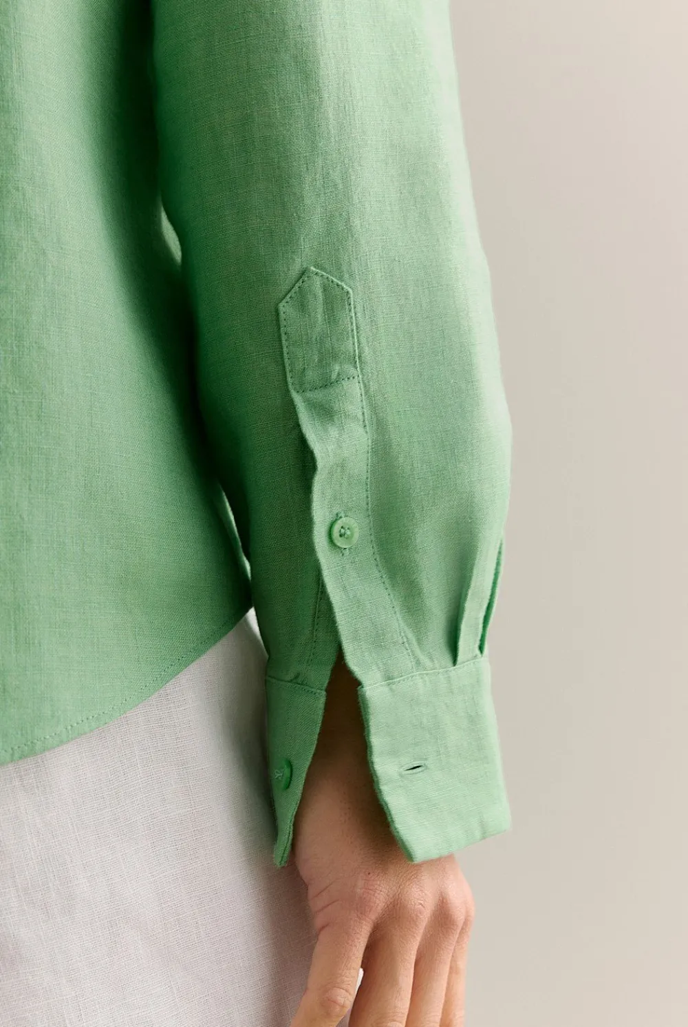 Shirts|The Linen Edit>Trenery Delave Linen Classic Shirt Matcha