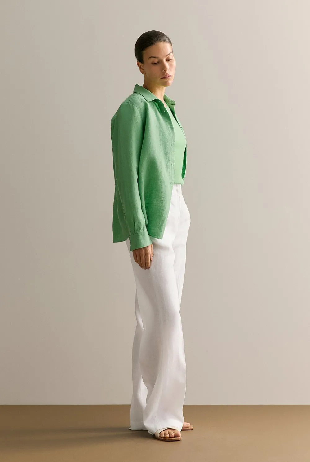 Shirts|The Linen Edit>Trenery Delave Linen Classic Shirt Matcha