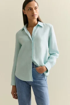 Shirts>Trenery Delave Linen Classic Shirt PaleSeafoam