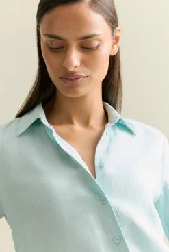 Shirts>Trenery Delave Linen Classic Shirt PaleSeafoam