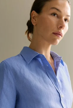 Shirts|The Linen Edit>Trenery Delave Linen Classic Shirt CornflowerBlue