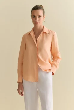Shirts|The Linen Edit>Trenery Delave Linen Classic Shirt PaleApricot