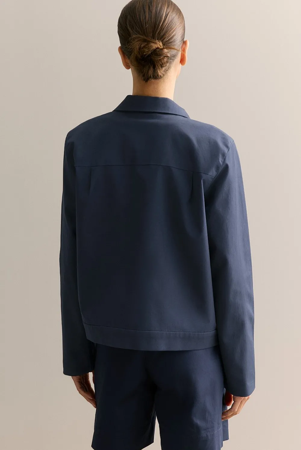 Outerwear|Co-ord Sets>Trenery Double Cloth Twill Harrington Jacket Navy