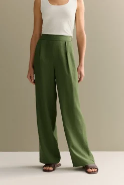 Co-ord Sets>Trenery Draped Wide Leg Pull On Pant OliveSmoke
