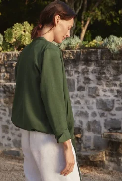 Outerwear|Co-ord Sets>Trenery Draped Zip Through Blouson Jacket OliveSmoke