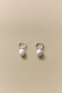 Jewellery|Occasion Dresses & Outfits>Trenery Elsa Pearl Hoop Earrings Silver