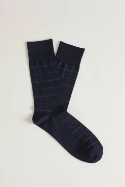 Socks>Trenery Fine Check Sock Navy