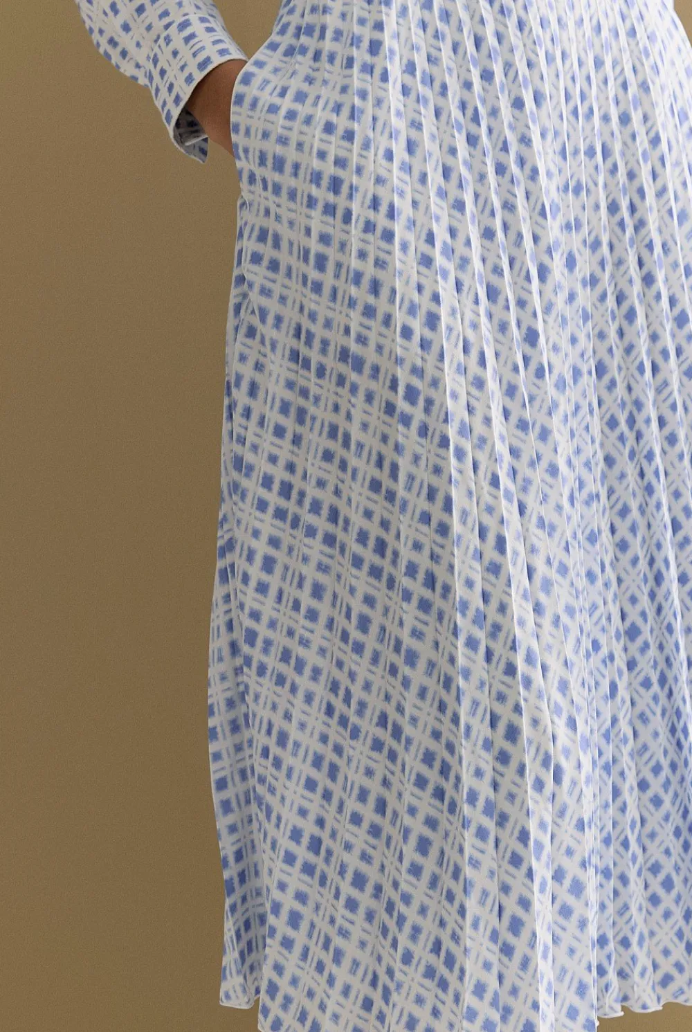 Skirts>Trenery Geo Grid Print Pull On Pleated Skirt CornflowerBlue