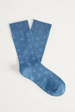 Socks>Trenery Geo Print Sock ChambrayBlue