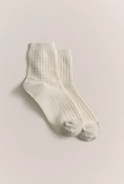 Socks & Tights>Trenery Grid 3/4 Crew Sock Marshmallow