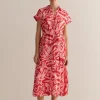 Dresses|Occasion Dresses & Outfits>Trenery Hibiscus Modal Half Placket Dress TrueRed