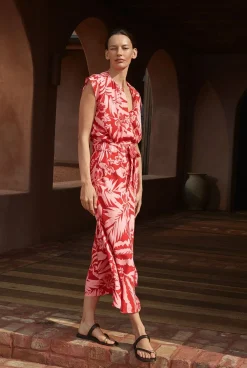 Skirts|Co-ord Sets>Trenery Hibiscus Modal Pull On Skirt TrueRed