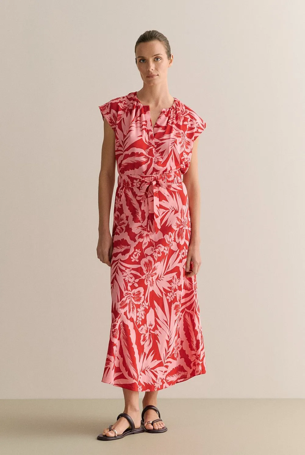 Skirts|Co-ord Sets>Trenery Hibiscus Modal Pull On Skirt TrueRed