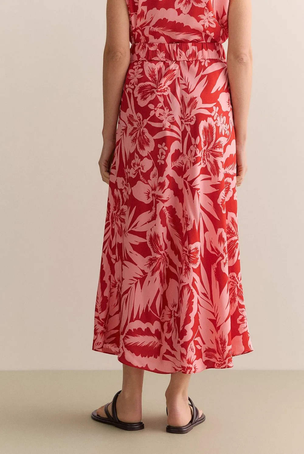 Skirts|Co-ord Sets>Trenery Hibiscus Modal Pull On Skirt TrueRed