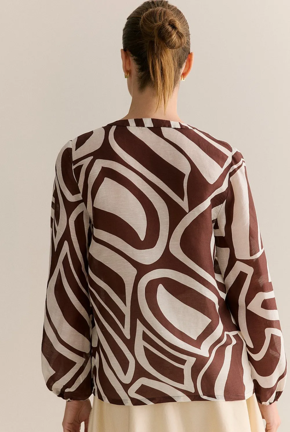 Shirts|Occasion Dresses & Outfits>Trenery Kai Linen Silk Long Sleeve Blouse Chocolate